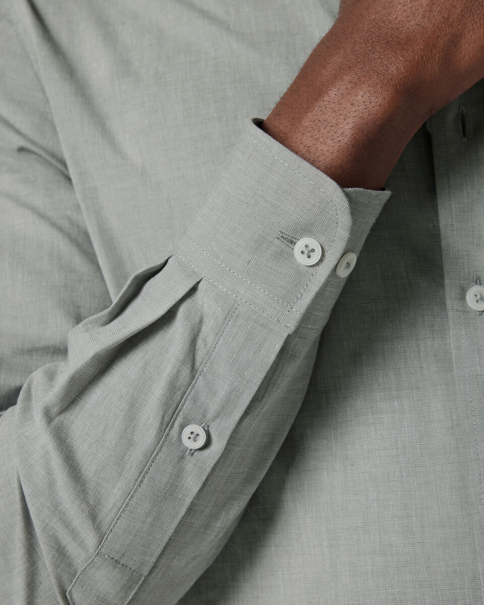 Slub Texture Long Sleeve Shirt, Sage, hi-res
